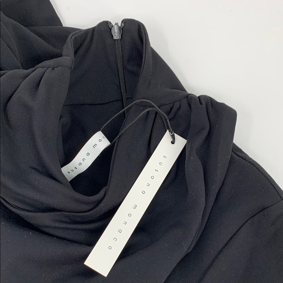 Susana Monaco mini dress bodycon criss cross cutout black stretch knit new M - Picture 4 of 5